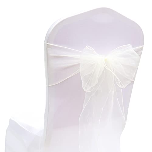 Yurosiay 30 Stück Organza Stuhlschleifen Hochzeit Stuhl Deko Schleife Band Elegant Stuhlschärpen Stuhlhussen Schleifen für Hochzeit Party Geburtstag Hotel Bankett Stühle Deko 18×275cm Beige von Yurosiay