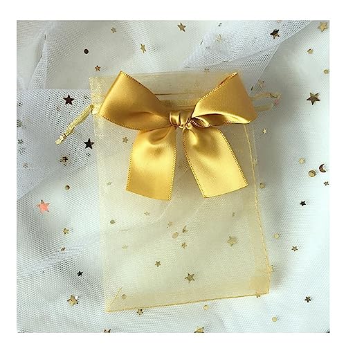 Yurosiay 30 Stück Organzasäckchen Bunt Organzabeutel Mit Satin Schleifen Organzasäckchen Mit Kordelzug Geschenksäckchen Organza Schmuckbeutel Organza Organzabeutel Hochzeit Gold 13×18cm von Yurosiay