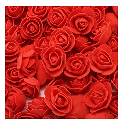 Yurosiay 500 Stück Künstliche Blumen Rosen Mini Schaumrosen Künstliche Rosenköpfe Mini Rose Deko Ohne Stiel Gefälschte Rosen Schaumrosen für DIY Rosen Bär Handwerk Brautstrauß Rot von Yurosiay