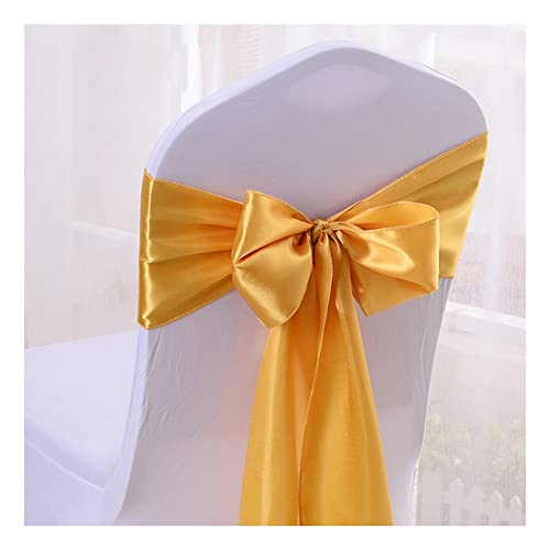 Yurosiay 6 Stück Satin Stuhlschleifen Vintage Stuhlschleife Elegant Stretch Stuhlschärpen Satin Stuhldekoration Hochzeit Stuhl Schärpe für Hochzeit Bankett Geburtstag Party Deko Gold von Yurosiay