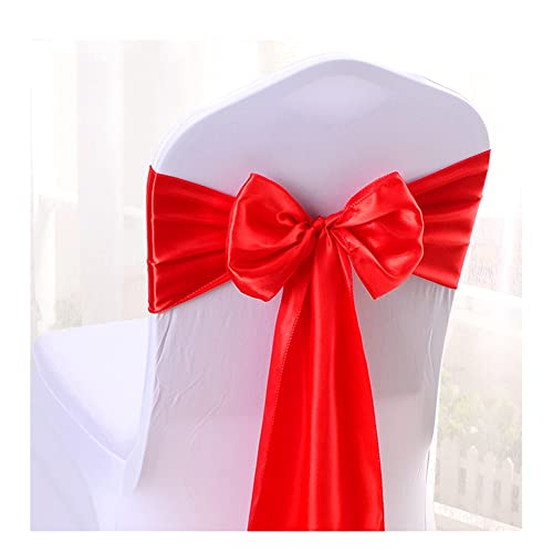 Yurosiay 6 Stück Satin Stuhlschleifen Vintage Stuhlschleife Elegant Stretch Stuhlschärpen Satin Stuhldekoration Hochzeit Stuhl Schärpe für Hochzeit Bankett Geburtstag Party Deko Rot von Yurosiay