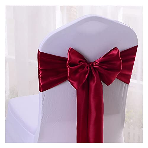 Yurosiay 6 Stück Satin Stuhlschleifen Vintage Stuhlschleife Elegant Stretch Stuhlschärpen Satin Stuhldekoration Hochzeit Stuhl Schärpe für Hochzeit Bankett Geburtstag Party Deko Rotwein von Yurosiay