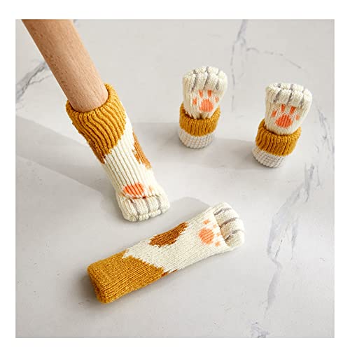 Yurosiay 8 Stück Stuhlsocken Gestrickt Süß Katze Möbelsocken Anti-Scratch Anti-Noise Stuhlbeinsocke Elastische rutschfeste Socken für Stuhlbeine Stuhlbeinschoner Bodenschutz Braun 1# von Yurosiay
