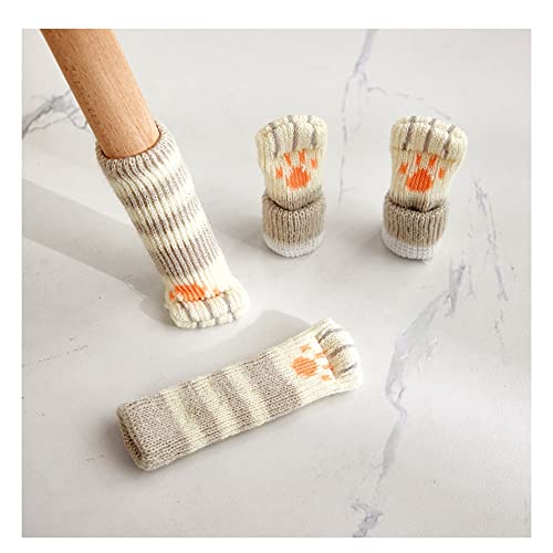 Yurosiay 8 Stück Stuhlsocken Gestrickt Süß Katze Möbelsocken Anti-Scratch Anti-Noise Stuhlbeinsocke Elastische rutschfeste Socken für Stuhlbeine Stuhlbeinschoner Bodenschutz Hellgrau von Yurosiay