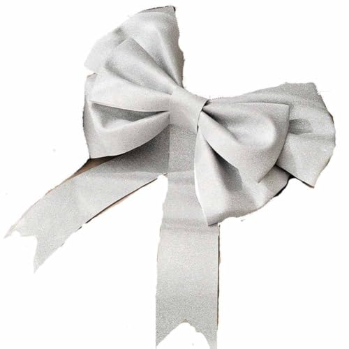 Yurosiay Riesen Schleifen DIY Super Groß Schleife Deko Glitzer Zierschleifen Hängende Riesenschleife Hochzeit Autoschleifen Weihnachtsschleifen Groß Dekoschleife für Party Haus Silber 50cm von Yurosiay