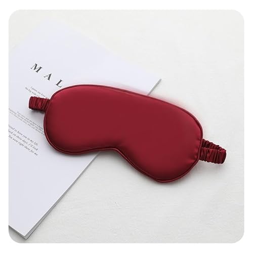 Yurosiay Seiden-Schlafmaske Verstellbar Augenmaske Augen-Schlafschutz Bio Satin Schlafbrille Augenmaske zum Schlafen Schlafbrille Augenabdeckung mit Gummibänder für Männer & Frauen Weinrot 2 Stück von Yurosiay
