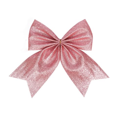 Yurosiay Weihnachtsbaum Schleifen Glitzer Weihnachten Schleifen Weihnachtsschmuck Christmas Bows für Bastelarbeiten Weihnachtskranz Hochzeit Auto Hängende Deko Feierlichkeiten 2 Stück Rosa von Yurosiay