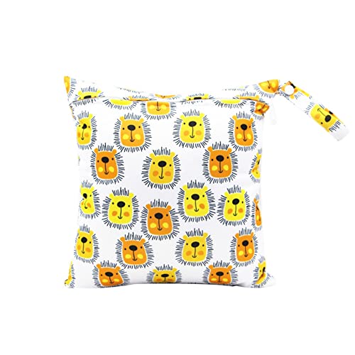 Yurosiay Windeltaschen Windelbeutel Baby Wiederverwendbar Wetbag Stoffwindeln Wasserdicht Waschbar Nassbeutel Kindergarten Windeltasche Nasstasche Mit Reißverschluss 28×30 cm Löwe von Yurosiay