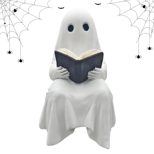 Yurosuis Deko Figur | Gruselige Resin Lesegeist Figur - Weiße Deko Tischdekoration Für Zimmer Schreibtisch Eingangsbereich Wohnzimmer von Yurosuis