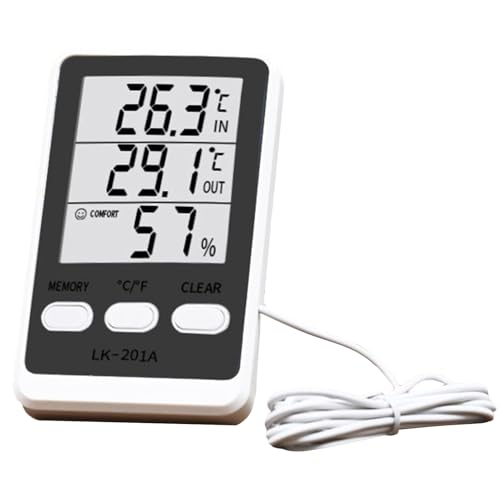 Yurosuis Gefriertemperatur Anzeige,Hygrometer mit LCD Display für Zuhause - Wasserdichtes Hygrometer für Kühlschrank Weinkühler Gefrierschrank Küchengerät Lebensmittellager von Yurosuis