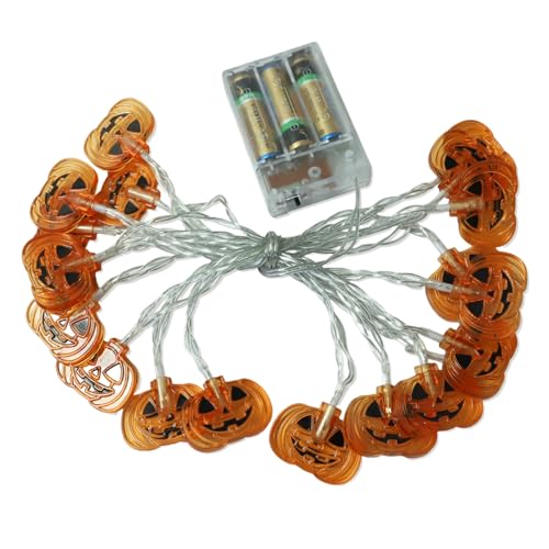 Yurosuis Halloween Kürbis Lichterkette | Kürbis Mit Geistergesicht Und 20 LED-Lichtern,Batteriebetriebene Deko Für Außenbereich Innen Wände Garten Terrasse Baum Hof von Yurosuis