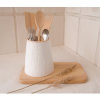 Weihnachtsgeschenk Keramik Utensilienhalter, Einweihungsparty Geschenk, Utensilientopf, Neues Zuhause Geschenk Für Mama, Küche Löffelhalter von YurtCeramics