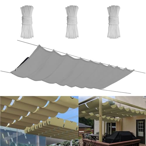 Einziehbare Welle Sonnensegel 3x3M, Verstellbar Aufrollbar Sonnenschutz Mit ösen, Spannmarkise Beschattung, Markise Wasserdicht Verstellbar Markisenstoff Für Terrassenüberdachung - Grauweiß von Yurun