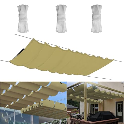 Einziehbare Welle Sonnensegel 4x7.5M, Verstellbar Aufrollbar Sonnenschutz Mit ösen, Spannmarkise Beschattung, Markise Wasserdicht Verstellbar Markisenstoff Für Terrassenüberdachung - Beige von Yurun