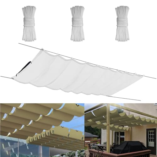 Einziehbare Welle Sonnensegel 4x7M, Verstellbar Aufrollbar Sonnenschutz Mit ösen, Spannmarkise Beschattung, Markise Wasserdicht Verstellbar Markisenstoff Für Terrassenüberdachung - Weiss von Yurun
