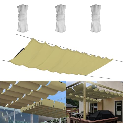 Einziehbare Welle Sonnensegel 4x8.5M, Verstellbar Aufrollbar Sonnenschutz Mit ösen, Spannmarkise Beschattung, Markise Wasserdicht Verstellbar Markisenstoff Für Terrassenüberdachung - Hellbeige von Yurun