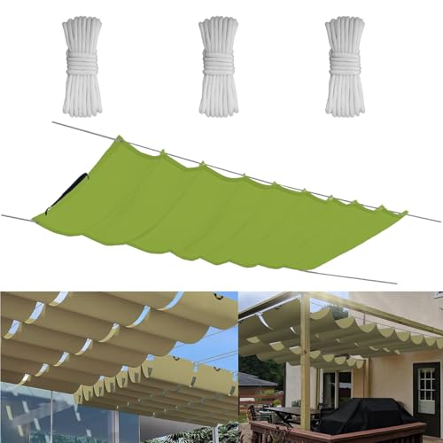 Einziehbare Welle Sonnensegel 0.7x3.5M, Verstellbar Aufrollbar Sonnenschutz Mit ösen, Spannmarkise Beschattung, Markise Wasserdicht Verstellbar Markisenstoff Für Terrassenüberdachung - Apfelgrün von Yurun