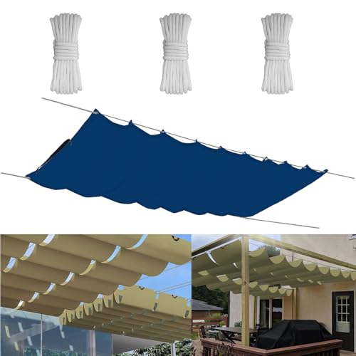 Einziehbare Welle Sonnensegel 1.4x10M, Verstellbar Aufrollbar Sonnenschutz Mit ösen, Spannmarkise Beschattung, Markise Wasserdicht Verstellbar Markisenstoff Für Terrassenüberdachung - Blau von Yurun
