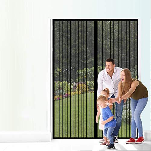 Yurun® Magnet Fliegengitter Tür Balkontür Insektenschutzrollo, Netz VorhäNge Full Frame Automatisches, für Balkontür Terrassentür, Schwarz 140x210cm von Yurun