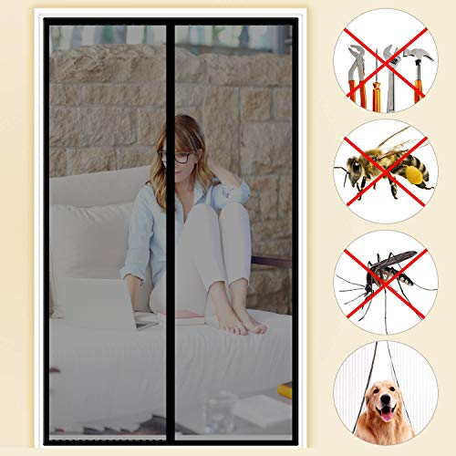 Yurun Fliegengitter tür, Insektenschutz Magnet Fliegenvorhang, Auto geschlossen, faltbar, for Türen/Patio - Schwarz 85x195cm(33x76inch) von Yurun