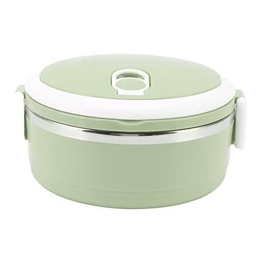 Isolierte Lunchbox aus Edelstahl, Silikon, Rund, Atmungsaktiv, mit Löchern, Ergonomischem Griff, Box die Schule (Dunkelgrün) von Yusat