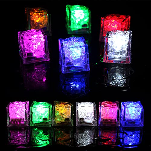 Deosdum 12 PCS LED Beleuchtete Eiswürfel für Wiederverwendbare Getränke, Flüssigkeitsinduktion, Elektronische Komponenten, Bunte, Glitzernde, Blinkende Eiswürfel von Yusat