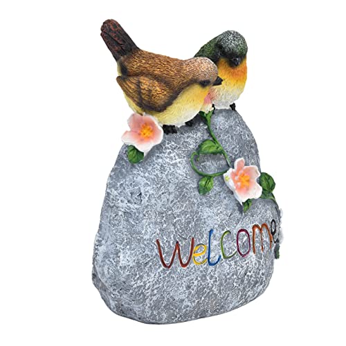 Yusat Doppelspatz Willkommens-Skulptur niedliche Simulation Harz Ornament den Außenbereich Haus Garten Hof von Yusat