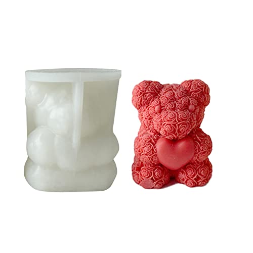 Yusheng 3D Rose Bär Silikonform Silikon-Kerzenform, Eisformen Silikon Harz Gießform Für Kuchen Dekoration Schokolade Handgemachte Süßigkeit Herstellung von Yusheng