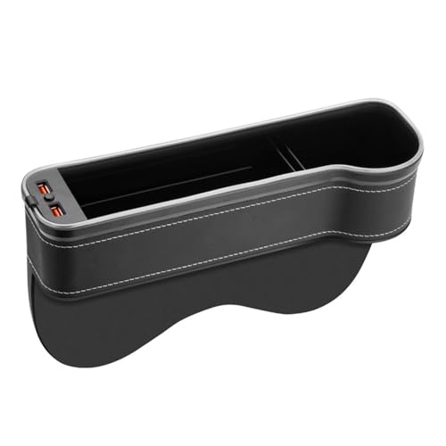 Yusheng Autositz-Organizer Vordersitz, Autositz-Slot-Aufbewahrungsbox, LED-Autositz-Lückenfüller-Organizer mit zwei USB-Ladeanschlüssen von Yusheng