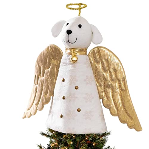 Yusheng Engel Für Christbaumspitze,Gold Engel Hund Baumschmuck, Baum-Spitzenengel Figur Christbaumspitze Figuren Engel Weihnachtsdeko von Yusheng