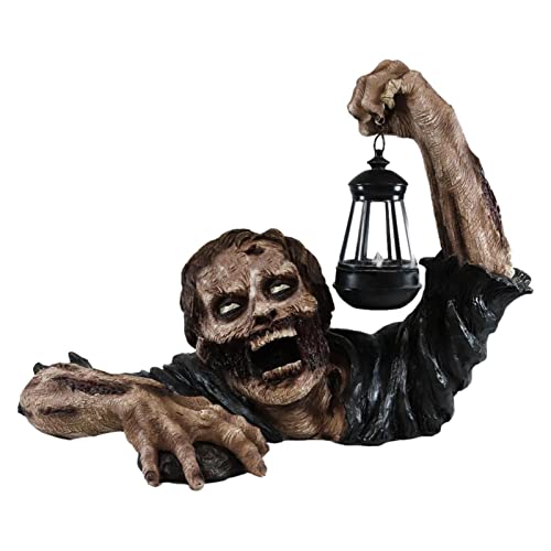 Zombie Gartenstatuen, Halloween Zombie Mit Laterne, Halloween Zombie Holding Lampe,Harz Zombie-Garten-Statuen Für Rasen, Hof, Urlaub Garten Geschenk von Yusheng