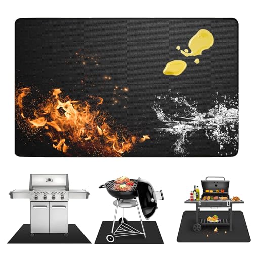 100 x 150cm Grillmatte Bodenschutz, Bodenschutzmatte Feuerstellenmatte, Hitzebeständig bis 1800°F Hitzeschutzmatte, Feuerfeste Unterlage Grillteppich für Gasgrill Holzkohlegrill, Feuerstelle von YushengTai