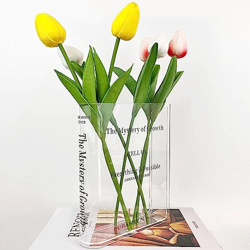 Book Vase, Clear Tulpenvase, Acryl Buch Vase, Büchervase Vasen Deko für Mittelstücke und Heimdekoration, Moderne Minimalistische Book Vase, Wohnzimmer-Schlafzimmer-Büro-Dekoration von YushengTai