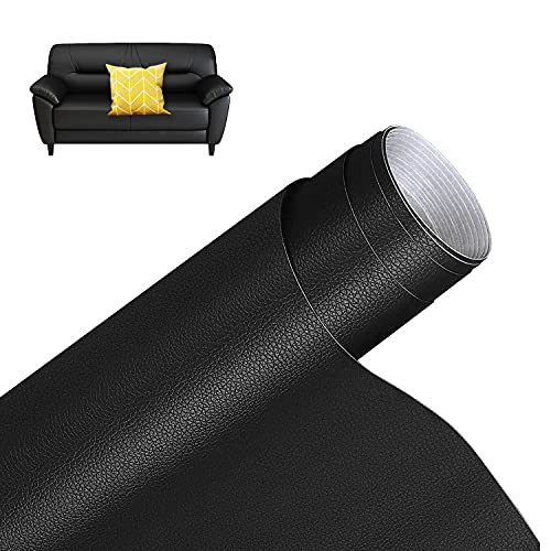 YushengTai Kunstleder Selbstklebende Leder Reparatur Set, Lederflicken Selbstklebende Leder Reparatur Patch 40 x 150cm, für Sofas Autositze Bürostuhl Kopfteil Handtaschen Jacken, Schwarz von YushengTai