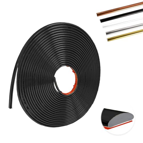 Selbstklebend Zierleisten aus Gebürstetem Metall 8 M × 8 mm × 3 mm Stuckleisten Decke Selbstklebend Wandleisten Schwarz Zierleisten für TV-Wand, Decken und Heimdekoration (Schwarz 8M) von YushengTai