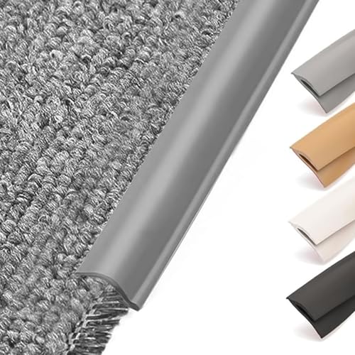 Selbstklebende Teppich Randleiste, PVC Übergangsstreifen für Boden, Randversiegelungsleiste für Teppich und Holzboden, Fußmatten Randleiste, Grau (5m) von YushengTai