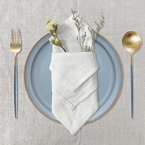 Stoffservietten, 6er Pack Hochwertige Weiß Servietten 40x40 cm, Tischdekoration Servietten Hochzeit Geburtstag, Leinenservietten Wiederverwendbare Feiern Abendessen Cafe Restaurant von YushengTai