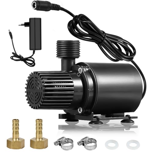 Wasserpumpe 12V 800L/H 4,5M Tauchpumpe Klein mit Drehzahlregelung, Mini Wasserpumpe mit Netzadapter, Teichpumpe Aquarium Pumpe für Wasserzirkulation und Springbrunnen von YushengTai
