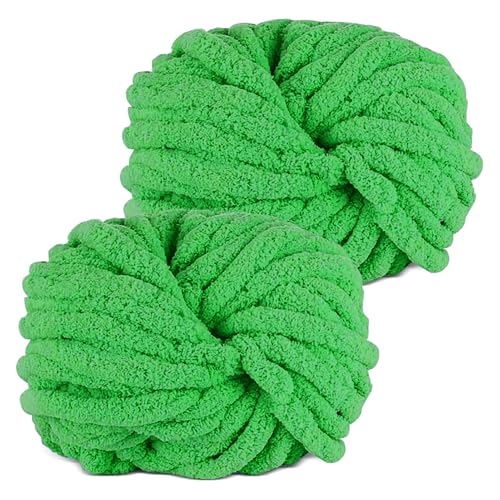 YushengTai Dicke Wolle, 2 Stück 500g Grün Chunky Wolle, Dicke wolle zum Häkeln Kann zum Stricken von Kissen, Decken, Schals und Mützen Sowie Haustierbetten Verwendet Werden von YushengTai