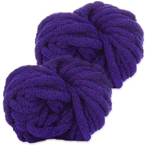 YushengTai Dicke Wolle, 2 Stück 500g Violett Chunky Wolle, Dicke Wolle zum Häkeln Kann zum Stricken von Kissen, Decken, Schals und Mützen Sowie Haustierbetten Verwendet Werden von YushengTai