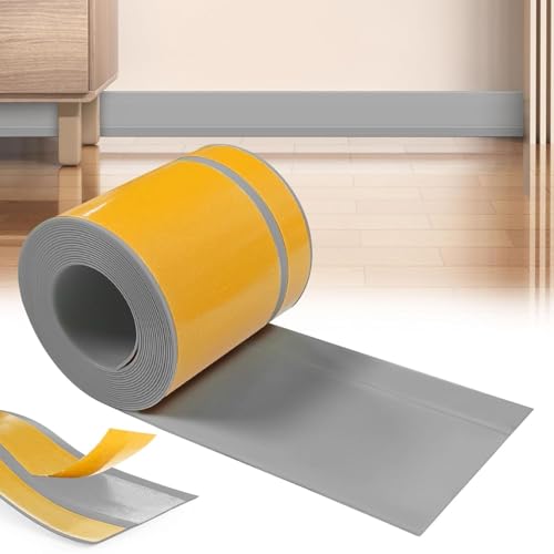 YushengTai Grau Weichsockelleiste selbstklebend, 60mm x 20mm x 25 m PVC Sockelleiste Selbstklebend, Weich Sockelleiste Abschlussleiste, Flexible skirting Board Trim für Küche und Badezimmer (Grau) von YushengTai