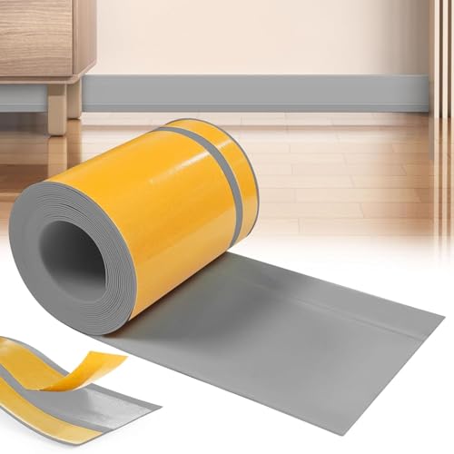 YushengTai Grau Weichsockelleiste selbstklebend, 80mm x 20mm x 25 m PVC Sockelleiste Selbstklebend, Weich Sockelleiste Abschlussleiste, Flexible skirting Board Trim für Küche und Badezimmer (Grau) von YushengTai
