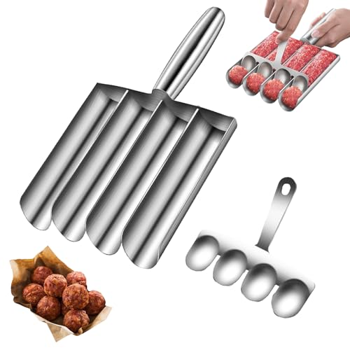 YushengTai Kitchen Meatball Maker, Fleischbällchen Former Edelstahl, Edelstahl Fleischklops Macher, Vierfach Röhren Fleischbällchen Maker, Frikadellenmaschine für Küche Werkzeug von YushengTai