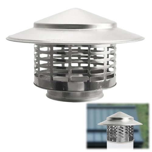 YushengTai Schornsteinabdeckung Regenhaube Schornstein Kaminabdeckung Edelstahl Kaminrohr Abdeckung Runder Regenhut Vogelschutz Edelstahl Dunstabzugshaube Schornstein Abluftabdeckung (75MM) von YushengTai