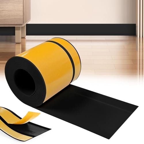 YushengTai Schwarz Weichsockelleiste selbstklebend, 60mm x 20mm x 25 m PVC Sockelleiste Selbstklebend, Weich Sockelleiste Abschlussleiste, Flexible skirting Board Trim für Küche und Badezimmer von YushengTai