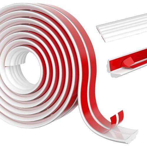 YushengTai Selbstklebend Kantenschutz Leisten, TPE Flexible Weichsockelleiste Schneidbar, Eckleiste Selbstklebend Geeignet für Türen, Fenster, Wände, Böden (Welle-Weiß, 4cm x 3m) von YushengTai