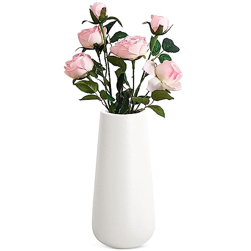 YushengTai Vase Weiß Keramik Vase - Blumenvase Modern für Tischdeko Innenbereich, Weiß Matt Blumenvase Modern, Vasen Deko für Trockenblumen&Frische Blumen von YushengTai