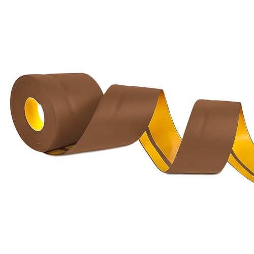 YushengTai Weichsockelleiste Selbstklebend,Dunkelbraun 12M PVC Sockelleiste Selbstklebend 50 x 20 mm, Weichsockelleiste Flexibel für Küche und Bad Geeignet von YushengTai