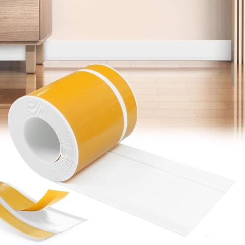 YushengTai Weiß Weichsockelleiste selbstklebend, 60mm x 20mm x 10 m PVC Sockelleiste Selbstklebend, Weich Sockelleiste Abschlussleiste, Flexible skirting Board Trim für Küche und Badezimmer (Weiß) von YushengTai