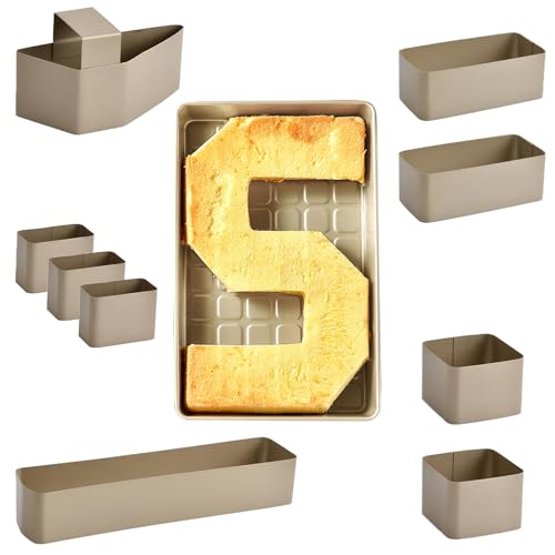 YushengTai Zahlen und Buchstaben Backform, 10-teiliges Set Backform Zahlen Groß, Verstellbare Antihaft Kuchenform, DIY Backen Formen Set, Buchstaben Zahlen Kuchenform für Party Geburtstag Hochzeit von YushengTai